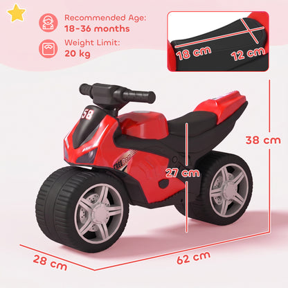 Balance Bike with Music Extra-Wide Wheels Toddler Bike for Boys Girls Red