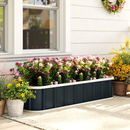Galvanised Raised Garden Bed, 4.5 x 2 x 1 ft Metal Planter with Gloves and Folded Edging, Dark Grey