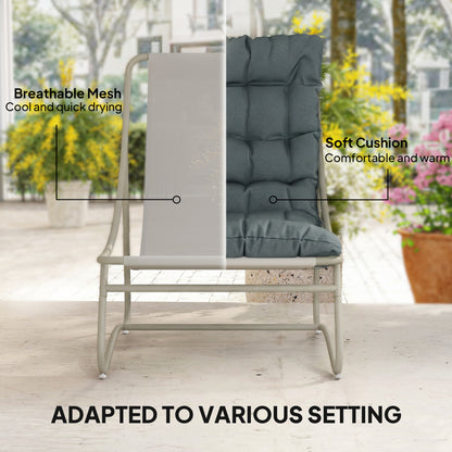 Bistro Set for Garden, 3 Piece Outdoor Table and Chair with Footstool and Removable Cushions, Comfy Balcony Furniture