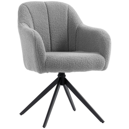 360 Degree Swivel Accent Chair, Teddy Fleece Armchair, Grey