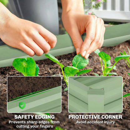 Set of Two 100 x 60cm Steel Planter Boxes - Light Green