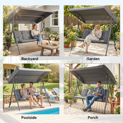 Three-Seater Garden Swing Seat - Dark Grey