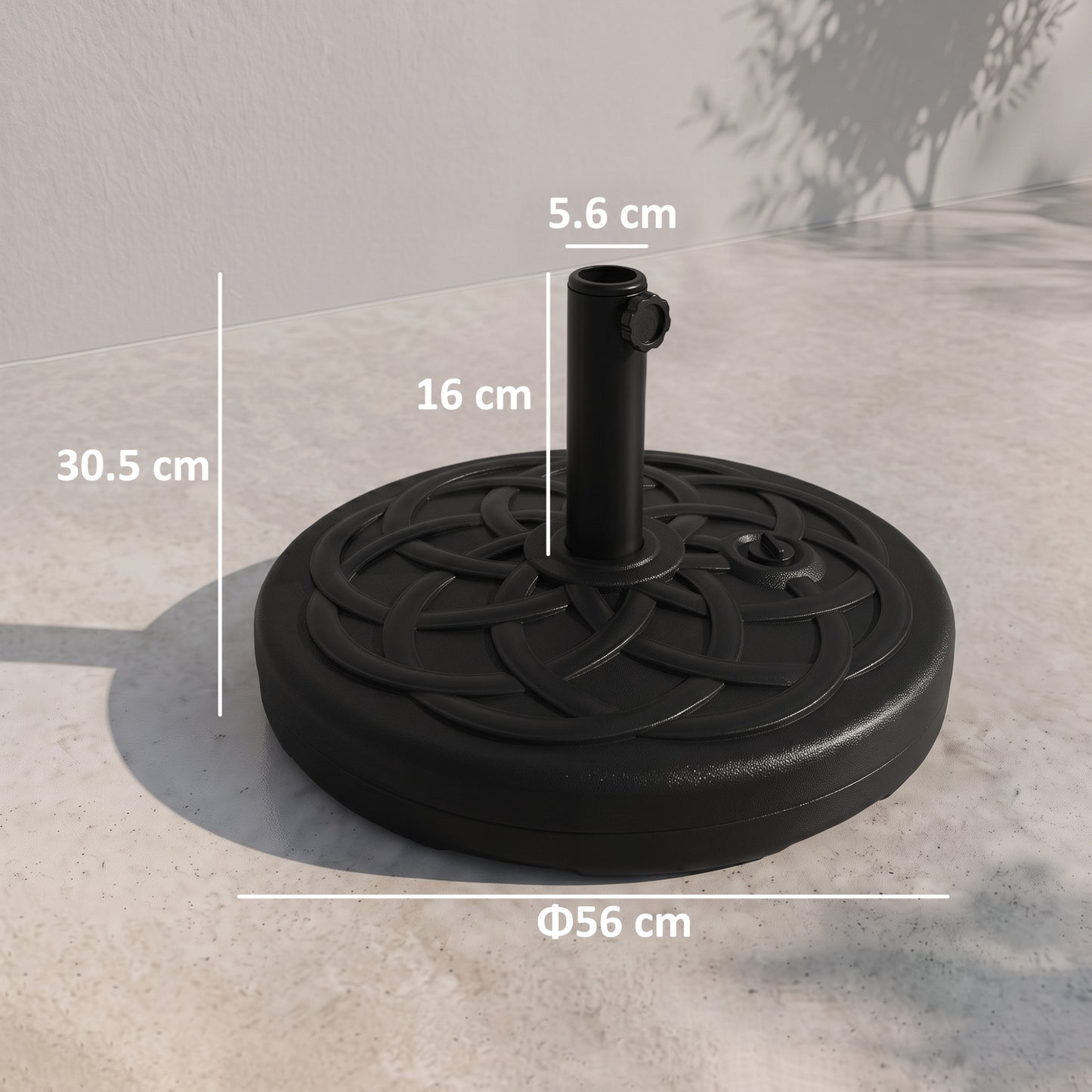 Garden Parasol Base Holder, Outdoor Market Umbrella Stand Weight with Built-In Handle, 25kg Water or 35kg Sand Filled, Black