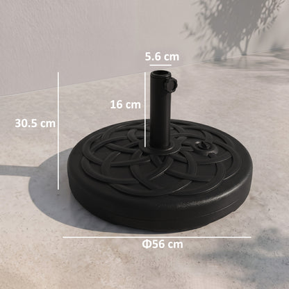 Garden Parasol Base Holder, Outdoor Market Umbrella Stand Weight with Built-In Handle, 25kg Water or 35kg Sand Filled, Black
