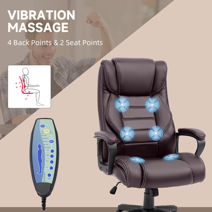 Office Chair with 6-Point Maaage, PU Desk Chair with Padded Seat and Armrest, Computer Chair with Tilt Function for Home