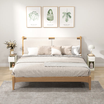 Set of Two Modern Storage Bedside Tables - Cream White