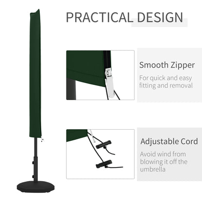 Parasol Cover, Cantilever Umbrella Cover for 2-3.5 m Parasols, Banana Umbrella Protector with Zipper, Green