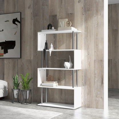 S Shape Bookcase, 5 Tiers Bookshelf, Modern Freestanding Storage Shelf for Home Office, Study, Living Room, 80 x 30 x 145cm