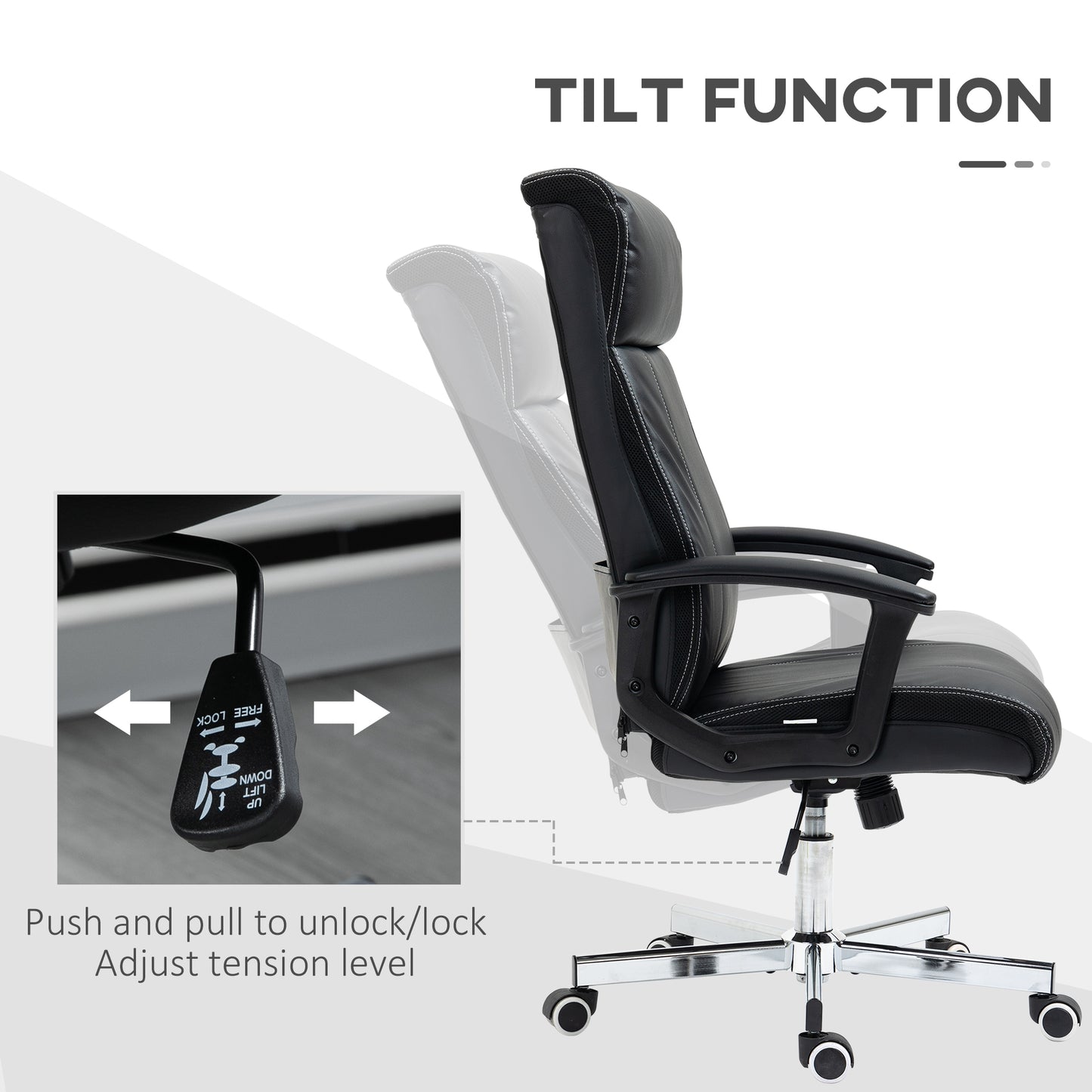 Massage Office Chair, PU Desk Chair with 6 Point Massage, High Back Computer Chair with Metal Legs, Thick Seat