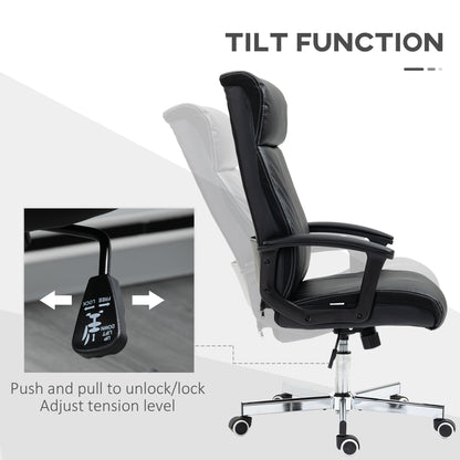 Massage Office Chair, PU Desk Chair with 6 Point Massage, High Back Computer Chair with Metal Legs, Thick Seat