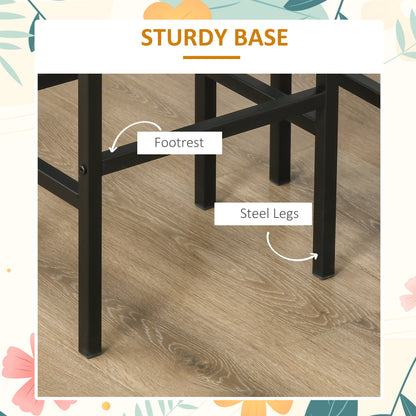 Industrial Bar Stools, Set of 2 Kitchen Breakfast Bar Chairs with Footrest, Counter Height Island Stools for Dining Area