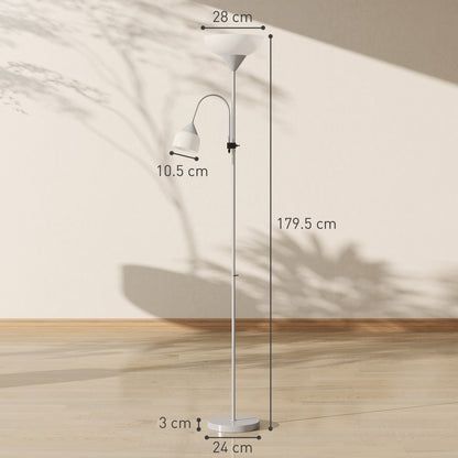 LED Floor Lamp for Living Room, 180cm Tall Standing Lamp, Mother and Child Uplighter with Adjustable Gooseneck