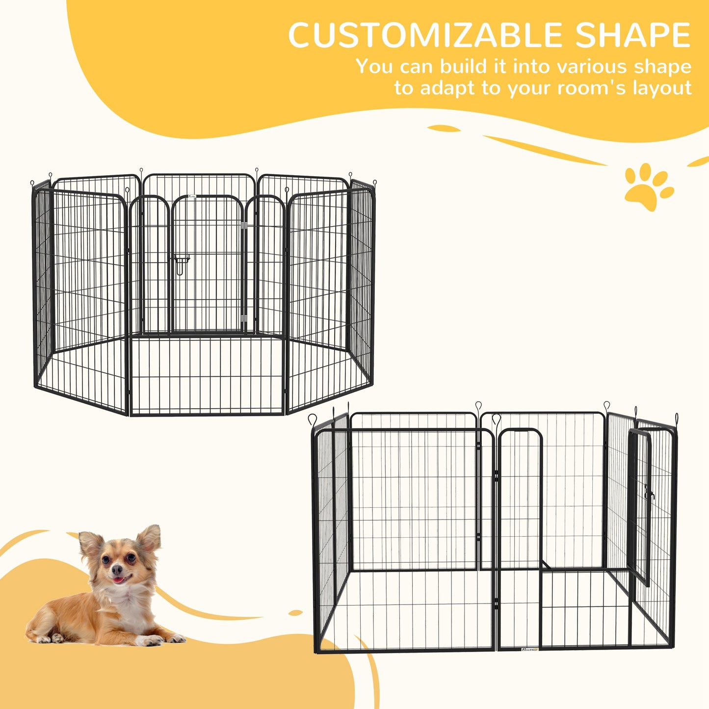 8 Panels Heavy Duty Puppy Playpen, for Large, Medium Dogs, Indoor and Outdoor Use - Black
