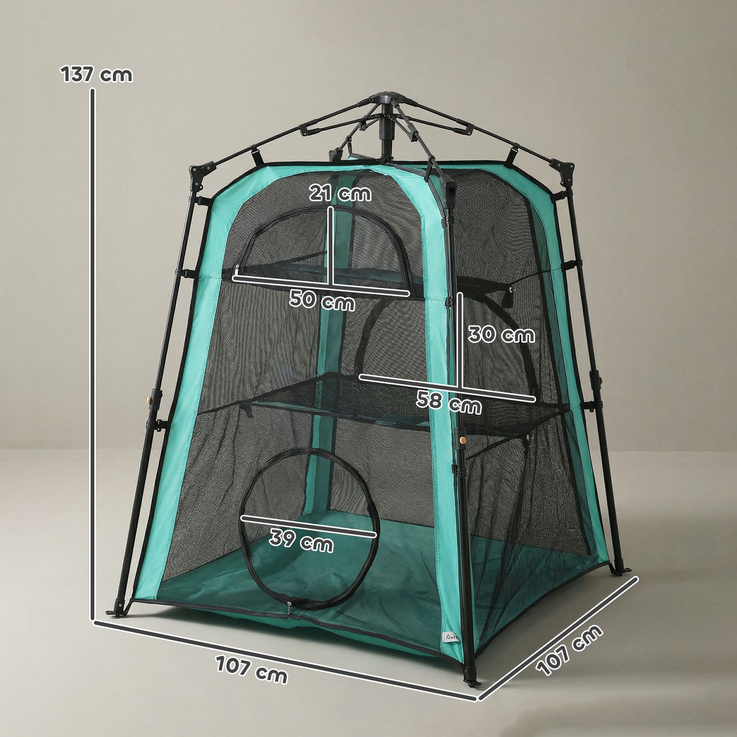 Cat Tent, 3-Tier Portable Pet Tent for Indoor Outdoor, Cat House with Multi-Door, Carry Bag, Breathable Mesh