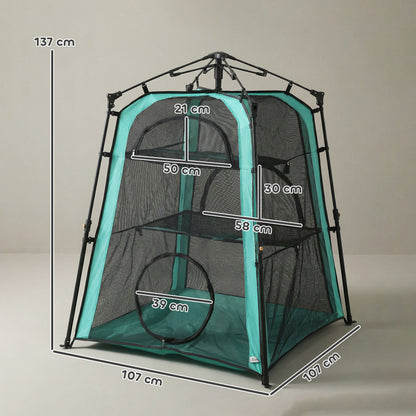 Cat Tent, 3-Tier Portable Pet Tent for Indoor Outdoor, Cat House with Multi-Door, Carry Bag, Breathable Mesh