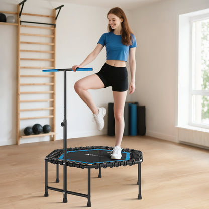 45" Rebounder Trampoline for Adults, Quiet Bungee Rebounder with LED Lights and Adjustable Handle, Blue