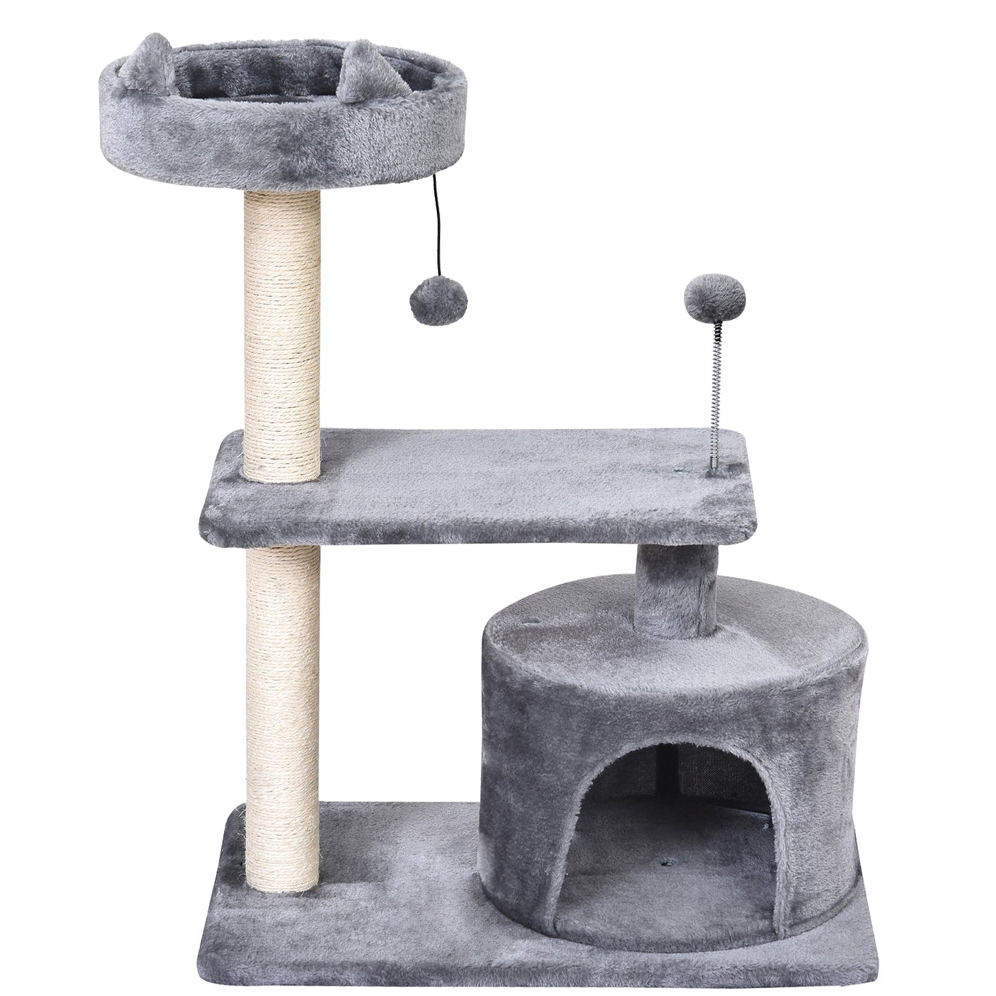 Cat Tree for Indoor Cats with Scratching Post Climbing Tower Kitty Activity Centre Condo Perch Jumping Platforms Grey 60L x 4
