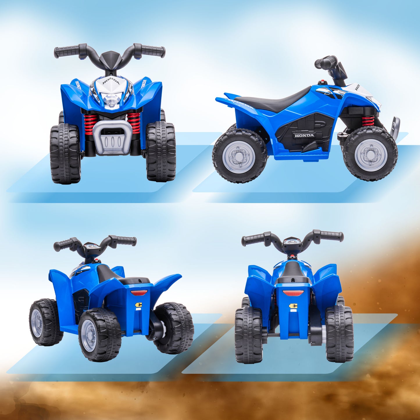 Honda Licensed Kids Electric Quad Bike, 6V ATV Ride On for Ages 1.5-3 Years, Blue