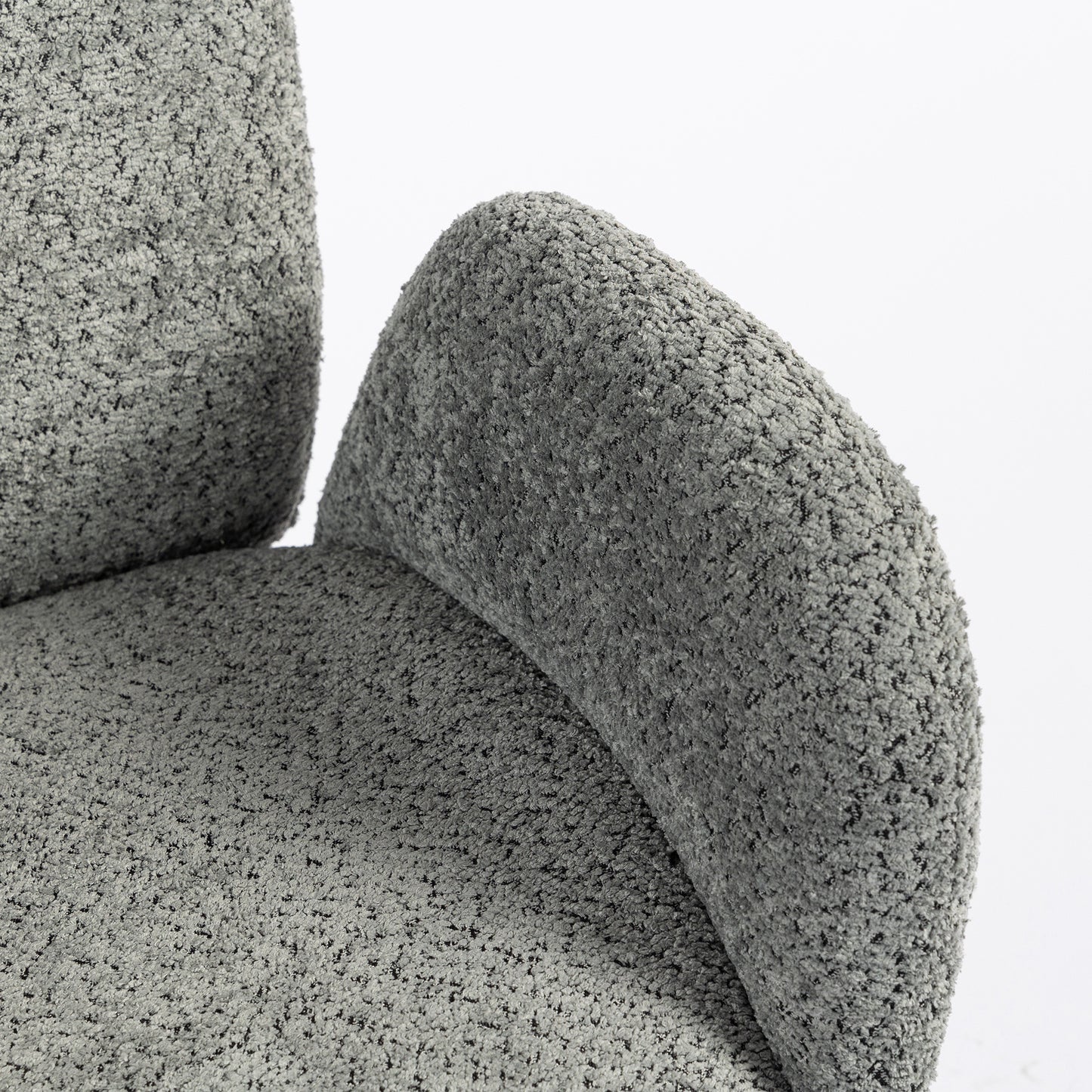 Office Chair with Adjustable Headrest, Spring Pack, Curved Line, Boucle Fabric - Charcoal Grey