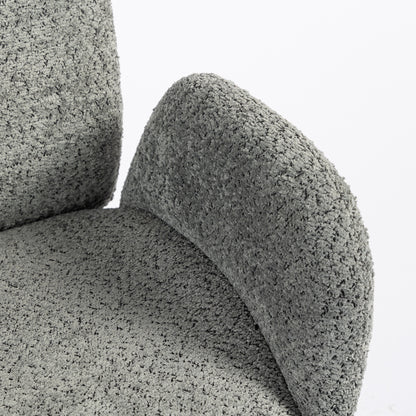 Office Chair with Adjustable Headrest, Spring Pack, Curved Line, Boucle Fabric - Charcoal Grey