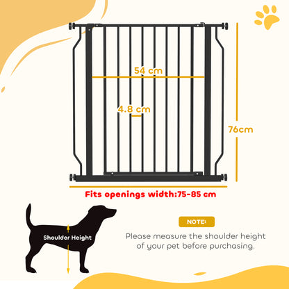 Extra Wide Dog Gate, with Door Pressure, for Doorways, Hallways, Staircases - Black
