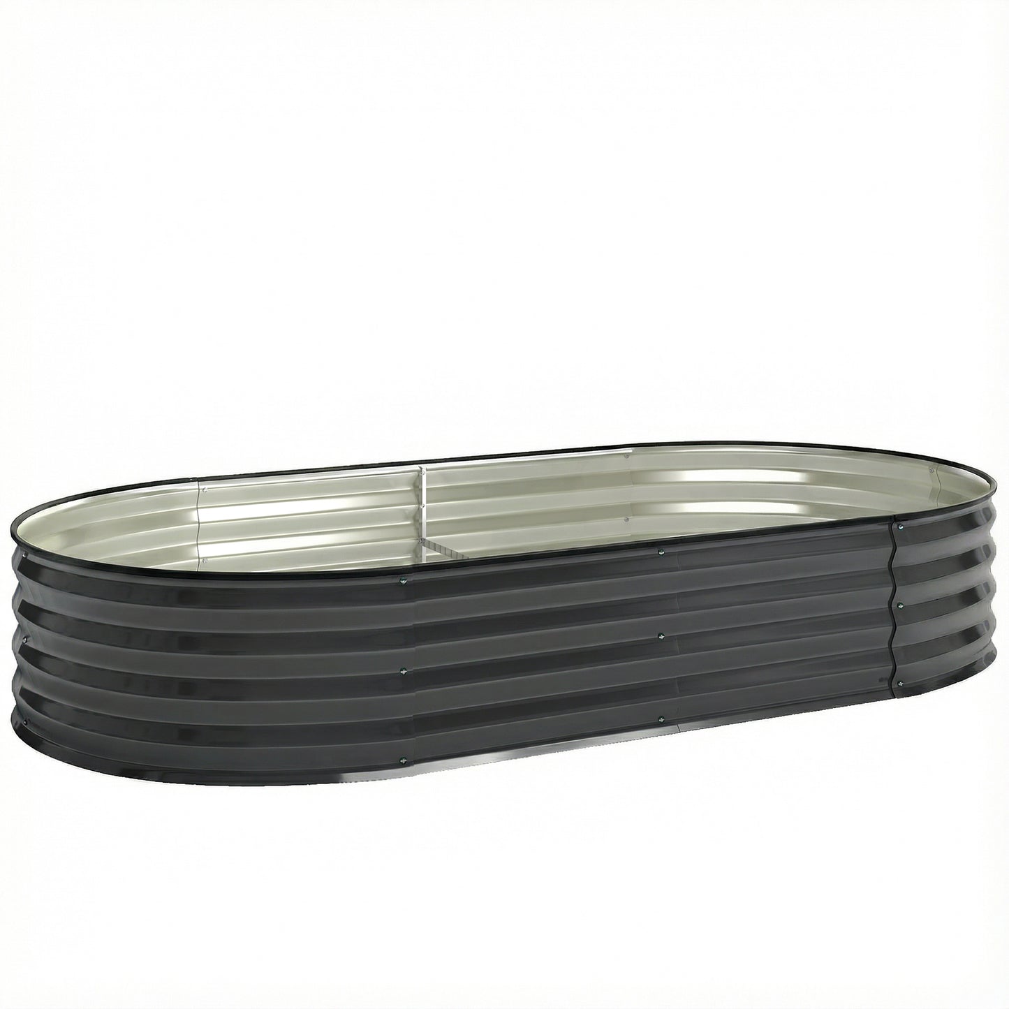 Galvanised Raised Garden Bed, Metal Planter Box with Safety Edging, for Flowers, Herbs, Succulents, Dark Grey