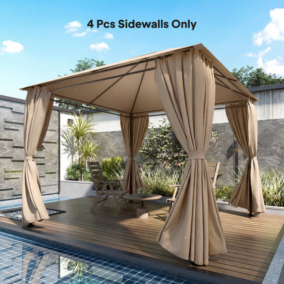 4 Pack Replacement Gazebo Curtains Privacy Panel for Most 3 x 3 m Gazebo, Outdoor Shelter Sidewalls, Khaki