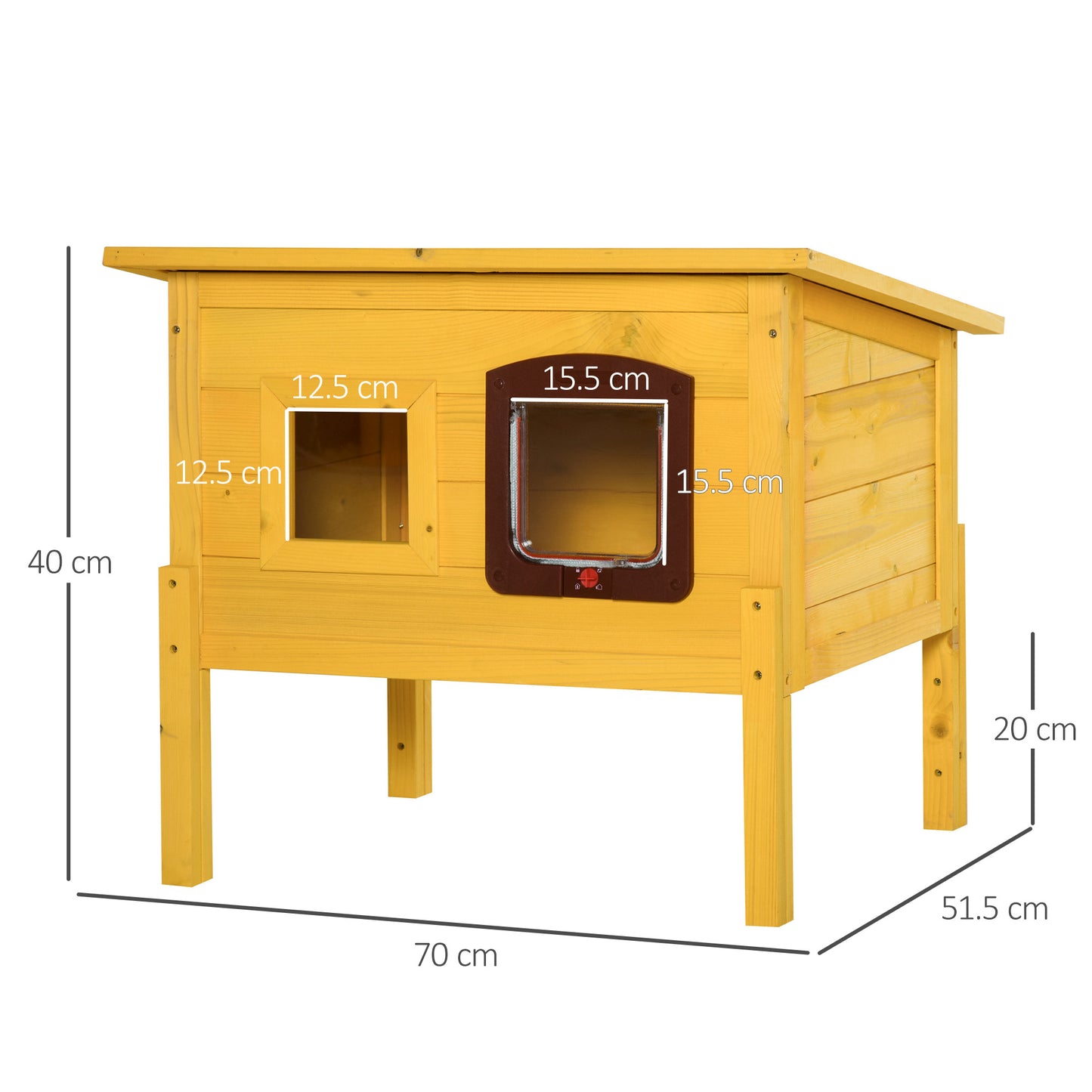 Garden Wooden Cat House Hide Cage Outdoor Pet Play Home Waterproof Roof Kitty Shelter Kennel w/ith Door & Window