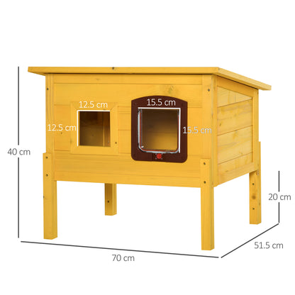 Garden Wooden Cat House Hide Cage Outdoor Pet Play Home Waterproof Roof Kitty Shelter Kennel w/ith Door & Window