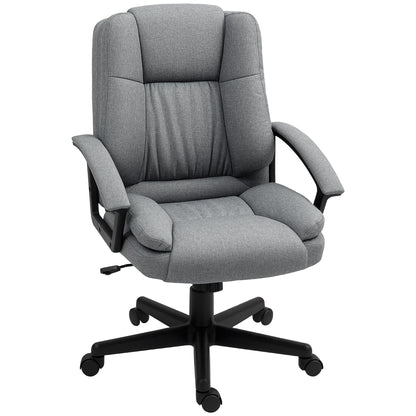 Linen-Look Padded Office Chair - Grey