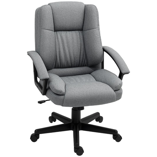 Linen-Look Padded Office Chair - Grey