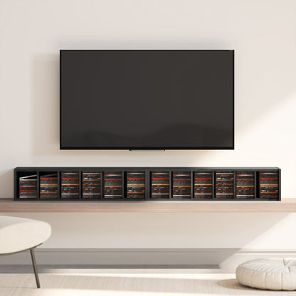 Set of 2 CD Media Display Shelf Unit Tower Rack with Adjustable Shelves, Black
