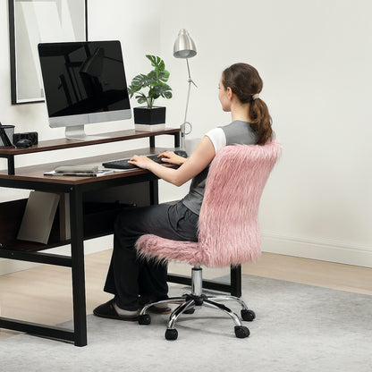 Plush Office Desk Chair, Modern Armless Swivel Vanity Chair with Adjustable Height for Home Office, Bedroom, Living Room