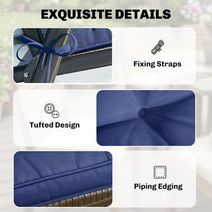 Garden Seat Cushion with Ties, 42 x 42cm Replacement Dining Chair Seat Pad, Dark Blue