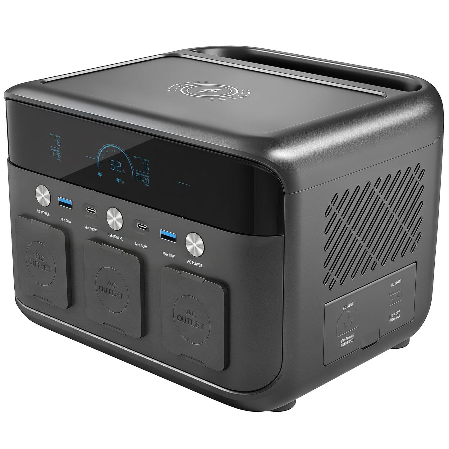 Portable Power Station with LiFePO4 Battery, 1.5H Fast Charge, Camping Power Pack with 600W AC/USB-A & USB-C Output