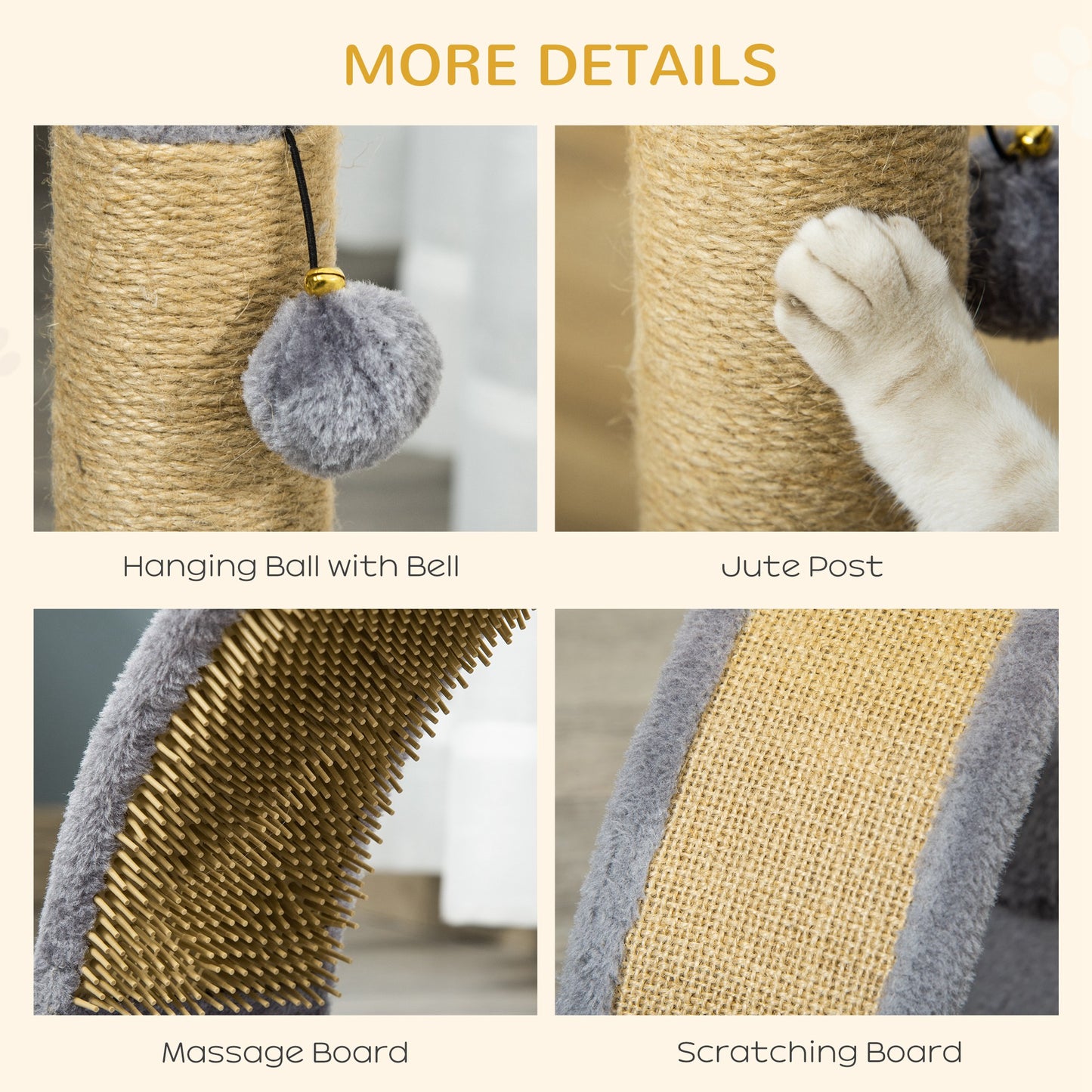 Cat Tree for Indoor Cats Climbing Activity Center Kitten Tower Furniture with Jute Post Scratching Massage Board Hanging Ball