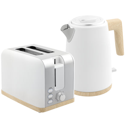 Stainless Steel Kettle and Toaster Set, 1.7L 3000W Fast Boil Kettle & 2 Slice Toaster Kitchen Set