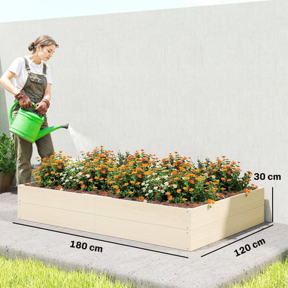 Wooden Raised Bed for Garden, 620L Extra Large Raised Garden Bed with Open Bottom, Outdoor Elevated Planter Box