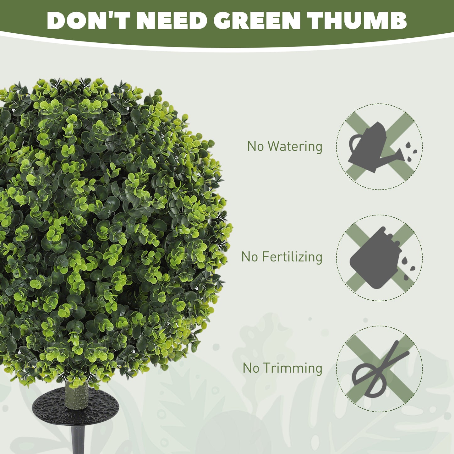 Set of 2 40 cm Artificial Boxwood Topiary Ball Bush with Integrated Ground Stake, Eucalyptus Leaves