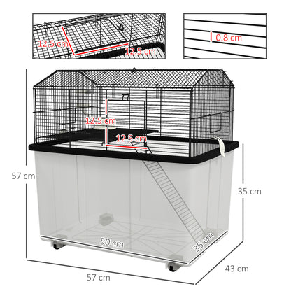 Two-Tier Gerbil Cage, Hamster Cage for Dwarf Hamster w/ Wheels, Deep Bottom, Food Dish, Water Bottle