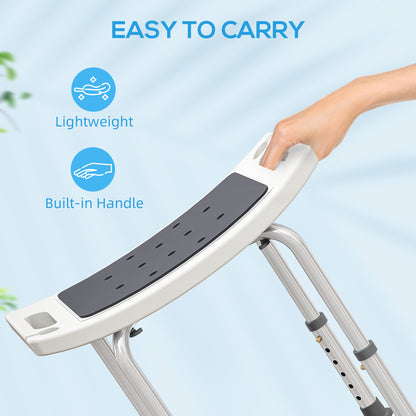 Shower Chair, Adjustable Height Shower Stool with Aluminium Frame and Non-Slip Feet