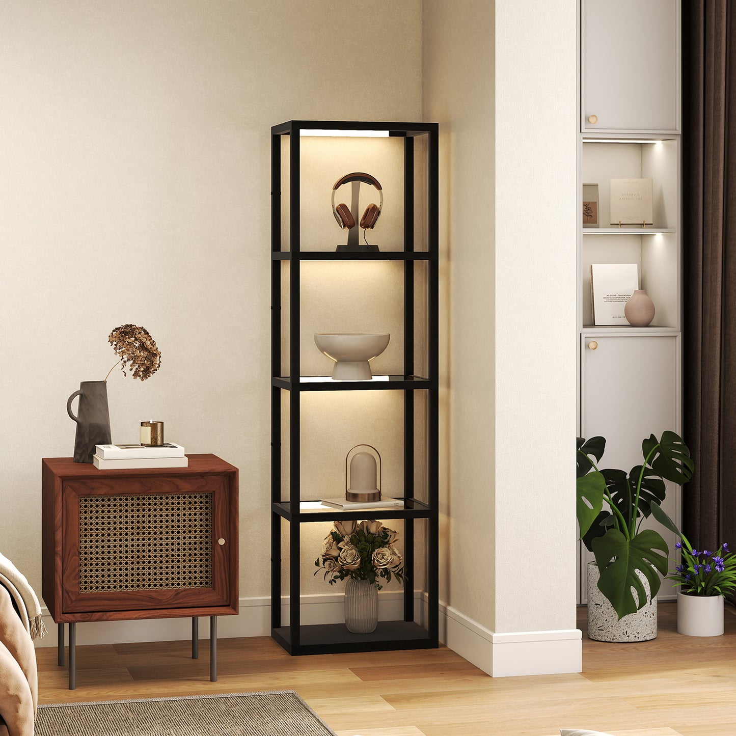 Four-Shelf Floor Lamp - Black