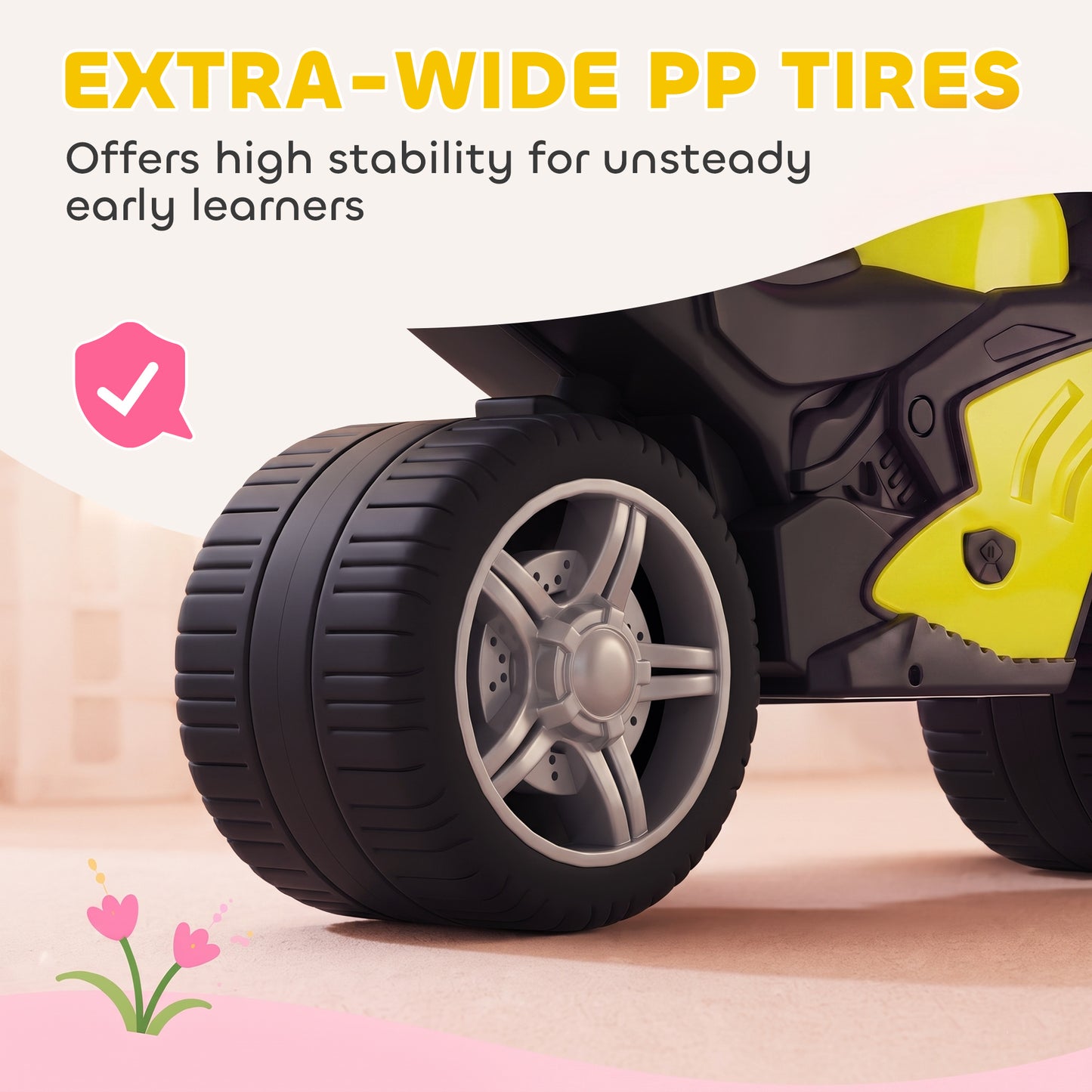 Balance Bike with Music Extra-Wide Wheels Toddler Bike for Boys Girls Green