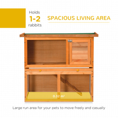 Two-Tier Rabbit Hutch, Wooden Outdoor Pet Cage, with Opening Top