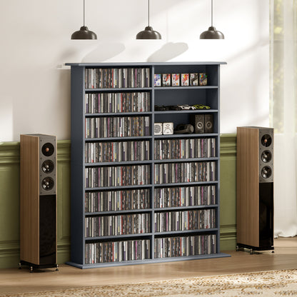 16-Compartment Media Shelf - Grey