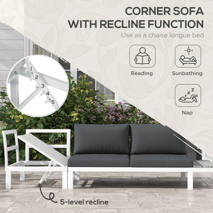 4 Pieces Garden Furniture Set, 5-Level Reclining Garden Corner Sofa Set, Outdoor Lounge Conversation Sectional with Cushions