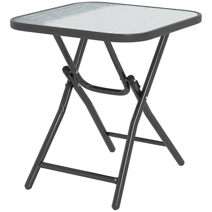 Foldable Garden Table Square Folding Table for Patio Garden 45 x 45 x 50Hcm Black