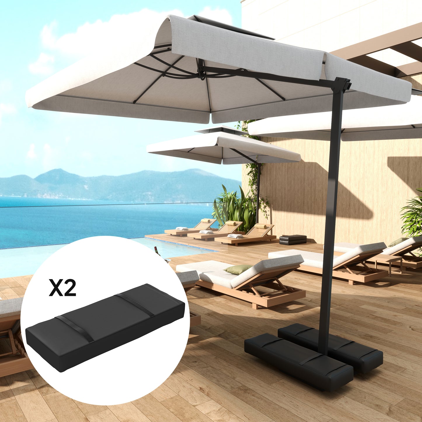 Parasol Weights Set of 2, Parasol Base Weights Bags, 25kg Fillable Sandbag Weights with Handles