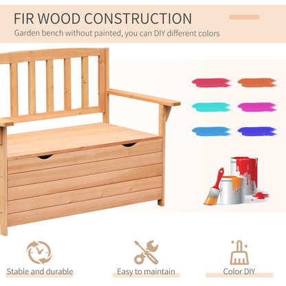 Two-Seater Garden Storage Bench - Natural