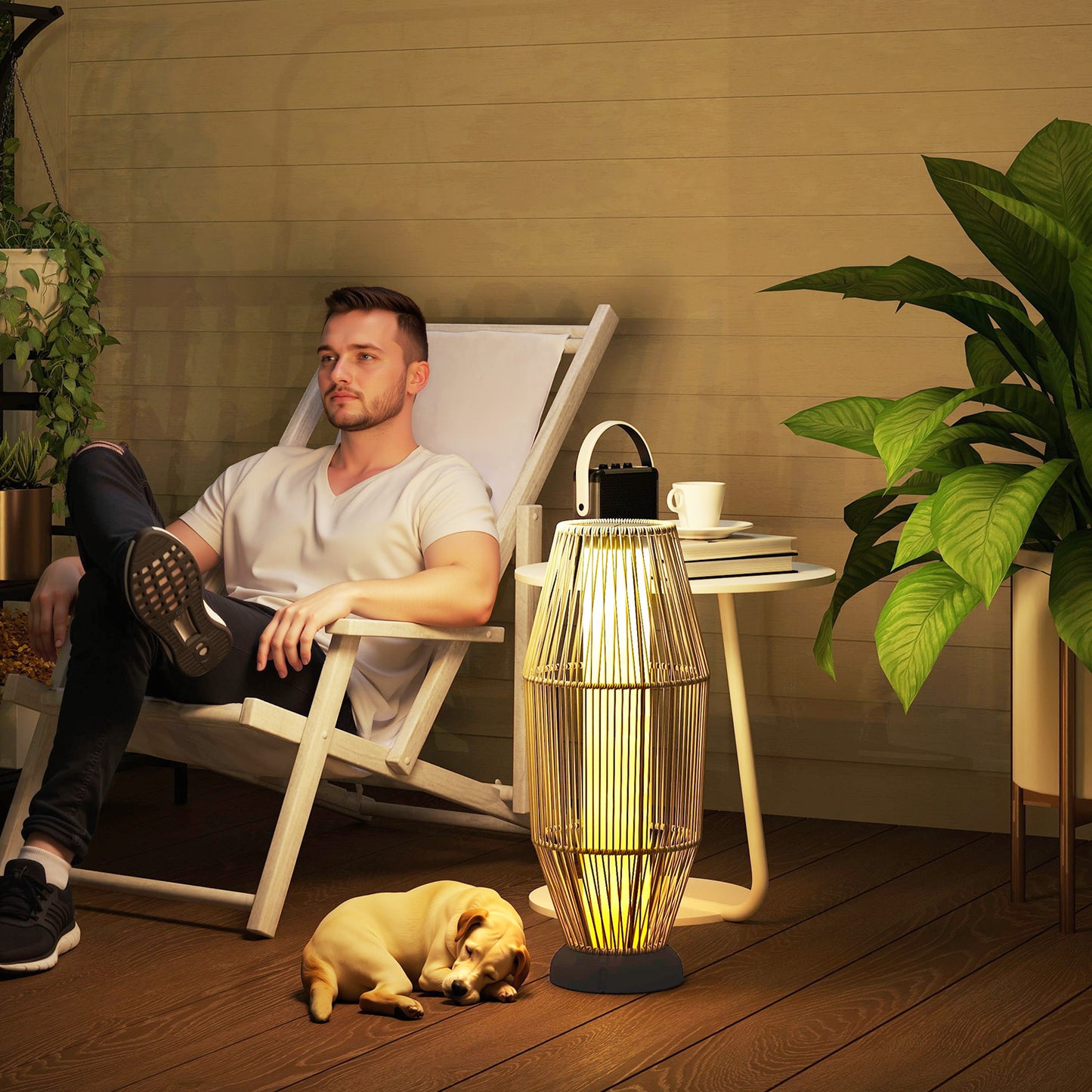 Garden Rattan Lamp, 72 cm Tall Solar Rattan Floor Lamp, Solar Garden Light with Auto On/Off LED, IP44 for Outdoor, Porch
